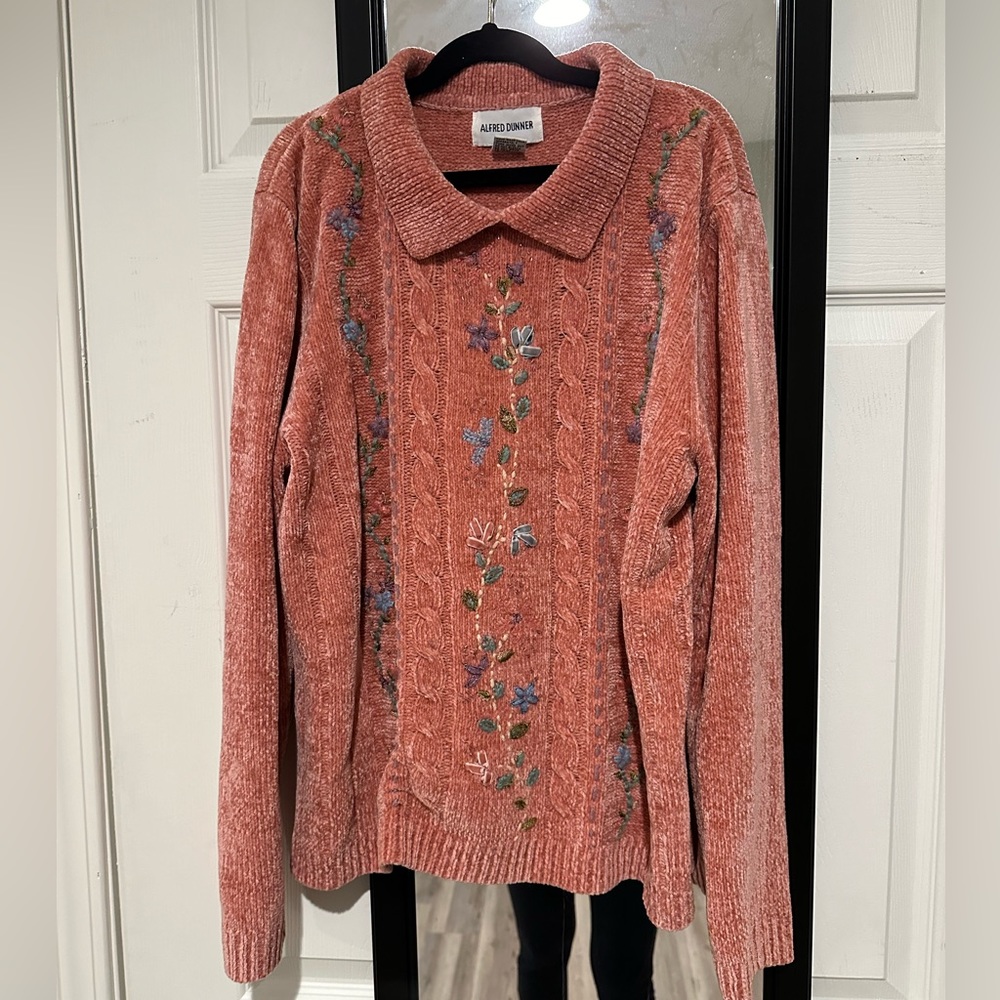 adorable flower and bead embroidered sweater